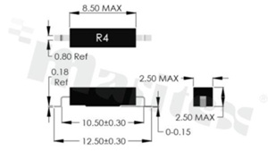 Kontaktron miniaturowy plastikowy RS-R4-S, Zakres: 10-15AT, Prąd przełączania: 0,5A(max), Wymiary: 8,5x2,5mm, Montaż: SMD