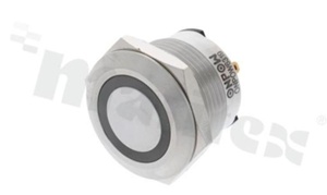 Push button switch; monostable; 19mm; solder terminals; stainless steel; ring red illumination; IP67.