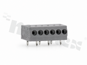 PCB terminal block; pitch 3.5mm; 6-ways; range wire 0.2-0.75mm2( 22-18 AWG); spring-loaded; grey; UL 300V/6A