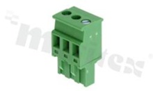 Pluggable terminal block; 5.00mm pitch; 3-ways; female; for wire 2.50mm2(28-12AWG); wire insertion direction 90° to plug-in direction; p.bronze contacts; brass cage; UL 300V/15A
