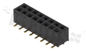 Pin Header; pitch 2.00mm; 2x8 pins; assembly: SMD; female; straight; double row; H=4.3mm
