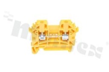 Installation terminal block; 1-level; 2-contacts; for wire 0,5-2,5mm2; screw terminal; yellow; Din rail; 1000V/24A