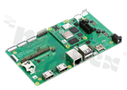 Płyta bazowa; Raspberry Pi Compute Module 4 IO Board; HDMI 2.0 x2; Gigabit Ethernet; USB 2.0 x2; PCIe 2.0 x1; GPIO 40pin; złącza: CSI; DSI; gniazdo microSD