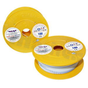 Single wire LGY/H05V-K; with copper multi-strand; white/blue; cross section 0.50mm2; AWG 20; 500V; -40+105 deg.C; 100m.