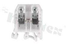 Installation terminal block; 1-level; 2-contacts; for wire 0,5-10,0mm2; screw terminal;white; Din rail; 1000V/57A