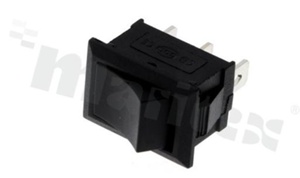 Rocker Switch; 1-pole; 2 positions; 19x13mm; pin terminals; black button; 10A/125V
