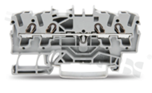 Installation terminal block; 1-level; through; 4-contacts; for wire 0.25-4.0mm2 (22-12AWG); spring-loaded; grey; for DIN rail; 600V/20A