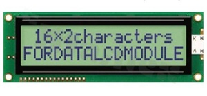 Display LCM; LCD character; 16x2 chars; STN positive yellow-green Y/G; with white LED backlight; view 6:00;