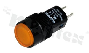 Signal lamp; 16mm; pin terminals; plastic; yellow full illumination; IP40