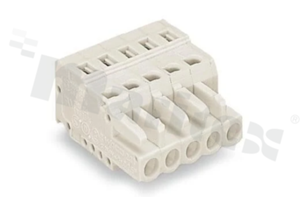 Pluggable terminal block; 5.00mm pitch; 5-ways; female; for wire 2.50mm2 (28-12AWG); wire insertion direction same as plug-in direction; spring clamp; UL: 300V/15A