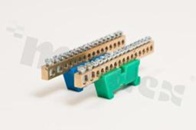 Listwa zaciskowa na szynę din; zerowa; ochronna;16 zaciskowa; 14x10mm2 + 2x25mm2; zacisk śrubowy;niebieska
