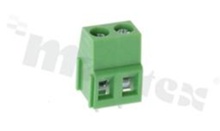 Listwa zaciskowa do PCB; w rastrze 5.00mm; 2-torowa; pionowa; na przewód 2.5mm2 (AWG 26-14); z ruchomą osłoną przewodu; ze śrubami na wkrętak krzyżakowy; klatka stalowa; zielona; UL 300V/10A, TUV 250V/15A