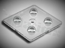 Lens for LED high power; angle: 50 degrees ; Number of LEDs: 4; Dimensions: 50x50mm; Height: 8.80mm; material: PMMA; Fastening: screw