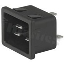 Złącze zasilające AC IEC 60320 C20, klasa ochronności I; montaż: do panela 2mm, zatrzaskowe; wyprowadzenia konektorowe QC 6,3x0,8mm; kolor czarny; IP20; 16A, 250VAC