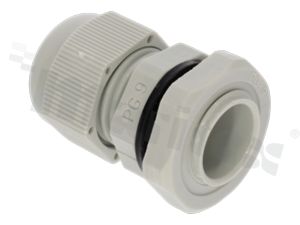 Cable gland PG9; nylon; P9 4-8mm; grey; with lock nut