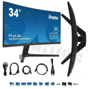Monitor 34", VA, 3440x1440, jasność 300 nitów, 16.7M kolorów, kontrast 3000:1, kąty widzenia 178/178, HDMI, DP, USB-C, USB-HUB (3x 3.0), USB-C dock, LAN,  głośniki 2x 2W, zasilanie 100-240V AC, VESA