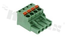 Pluggable terminal block; 5.08mm pitch; 4-ways; female; for wire 2.50mm2 (26-12AWG); R/A; p.bronze contacts; spring clamp; brass cage; UL 300/10A TUV 320/20A