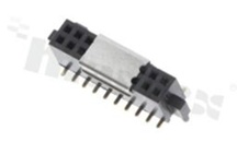 Female header, pitch 1.27mm; 2x10 contacts, SMD; straight; double ro wwith pegs, T&R, pick&&place pad