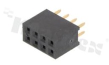 Listwa stykowa do PCB; w rastrze 2.54mm; 2x4 styków; montaż: THT; żeńska; prosta; dwurzędowe