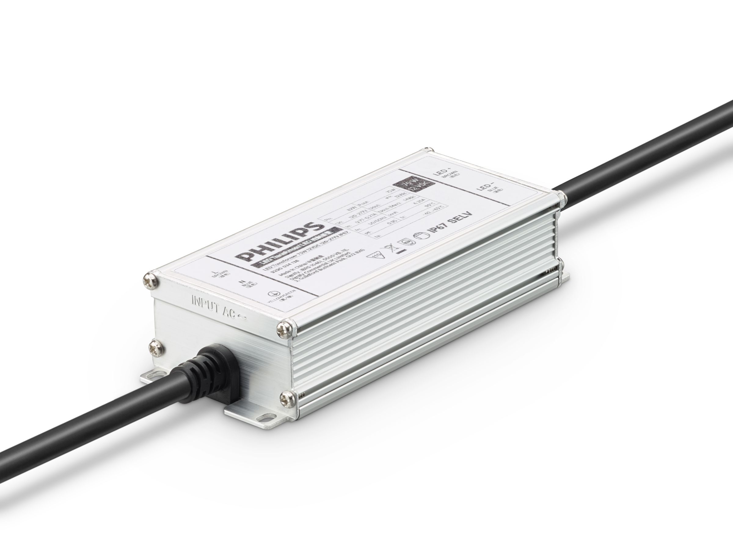Power supply; LED; 75W; 12V; 1.8-6.25A; 110-293VAC; IP67