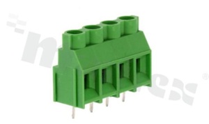 PCB terminal block; pitch 7.62mm; 4-ways; vertical; wire range 4.00mm2 (AWG 26-10); with screws for a flat screwdriver; rising clamp type; brass cage; green color; UL 300V/30A, TUV 630V/32A