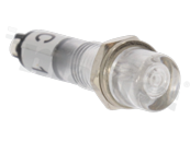 Lampka sygnalizacyjna neonowa; 8mm; terminale do lutowania; plastik; podświetlenie białe; 12V