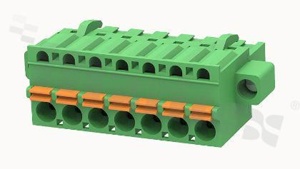 Listwa zaciskowa rozłączalna; w rastrze 5.08mm; 7-torowa; żeńska; na przewód 2.50mm2 (26-12AWG); kierunek wtykania równoległy do osi przewodów; z zaciskiem sprężynowym; z zaczepem śrubowym; styki z fosforobrązu; stalowa klatka; UL 300/10A TUV 320/20A