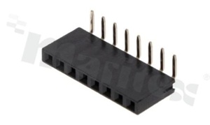 Pin Header; pitch 2.54mm; 1x8 pins; assembly: THT; female; angled; single row