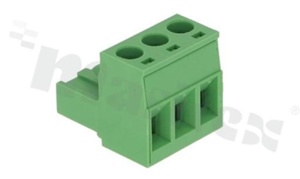 Listwa zaciskowa rozłączalna; w rastrze 5.08mm; 3-torowa; żeńska; na przewód 2.50mm2(28-12AWG); kierunek wtykania równoległy do osi przewodu; styki z fosforobrązu; stalowa klatka przewodu; UL 300V/16A