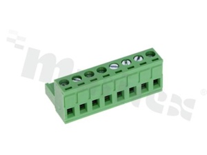 Listwa zaciskowa rozłączalna; w rastrze 5.08mm; 8-torowa; żeńska; na przewód 2.50mm2 (28-12AWG); kierunek wtykania równoległy do osi przewodów; styki z fosforobrązu; mosiężna klatka; UL 300V/15A