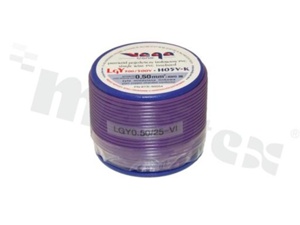 Przewód pojedynczy LGY/H05V-K; z wielodrutową miedzianą żyłą; fioletowy; przekrój 0.50mm2; AWG 20; 500V; -40+105 st.C; 25m.