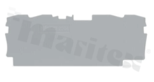 End/internal wall for 2002 series through terminal blocks; 1mm thick; grey; snap-on mounting