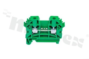 Installation terminal block; 1-level; 2-contacts; for wire 0,5-4,0mm2; screw terminal; green; Din rail; 1000V/32A