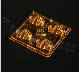 Lens for LED high power; mid power; light distribution: street type symmetric IESNA Type I; number of LEDs: 4; dimensions: 50x50mm; height: 7.8mm; material: PMMA; fastening:, pin, screw