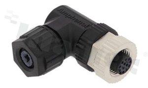 Wtyk M12; kodowanie A; 12-stykowy; żeński; 1.5A; kątowy; na kabel; lutowany; IP67