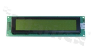 Display LCM; LCD character; 40x4 chars; STN Y/G; no backlight; 3V supply; view 6:00; screen 66x16 mm ; extra Cyrilic fonts