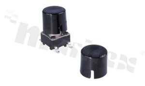 Tact Switch Cap; dimensions O6.45mm; h=6.0mm; black; for round button 2,4x2,4mm