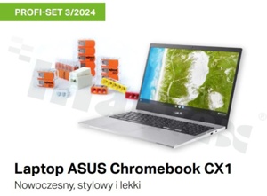 Zestaw złączek instalacyjnych Profi-Set (221-412;221-413 ;221-415;221-612;221-613;221-615;221-2411;2773-2401;2273-202; 2273-203; 2273-204; 2273-205;224-112;221-500/000-006;221-500/000-053) + Laptop ASUS Chromebook CX1