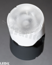 Soczewka do diod LED high power; kąt rozsyłu: 41 do 48 stopni FWHM; ilość diod: 1; rozmiar: okrąg 22mm; wysokość: 14.7mm; rodzaj materiału: PMMA; PC; sposób mocowania: klej