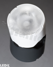 Lens for LED high power; angle: 41 to 48 degrees FWHM; Number of LEDs: 1; Dimensions: round 22mm; Height: 14.7mm; meterial: PMMA; PC; Fastening: glue