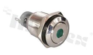 Push button switch; monostable; 16mm; solder terminals; stainless steel; dot green illumination; IP67