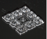 Soczewka do diod LED high power; mid power; kąt rozsyłu: asymetryczny ; ilość diod: 8; rozmiar: 50x50mm; wysokość: 5.8mm; rodzaj materiału: PMMA; sposób mocowania: kołek; śruby