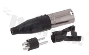 Złącze: XLR; AC; wtyk; męskie; 15A; 133V; PIN: 3; 14AWG; 3-6.5mm; proste; IP40