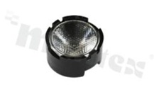 Soczewka do diod LED high power; kąt rozsyłu: 58 stopni FWHM; ilość diod: 1; rozmiar: okrąg 11.8mm; wysokość: 6.65mm; rodzaj materiału: PMMA; sposób mocowania: ramka