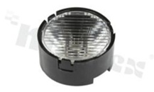 Soczewka do diod LED high power; kąt rozsyłu: owalny 22 x 35 stopni FWHM; ilość diod: 1; rozmiar: okrąg 22.2mm; wysokość: 10.6mm; rodzaj materiału: PMMA; sposób mocowania: ramka