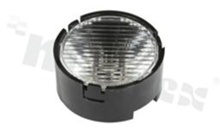 Lens for LED high power; angle: oval 22 x 35 degrees ; Number of LEDs: 1; Dimensions: round 22.2mm; Height: 10.6mm; material: PMMA; Fastening: frame