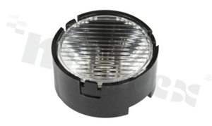 Lens for LED high power; angle: oval 22 x 35 degrees ; Number of LEDs: 1; Dimensions: round 22.2mm; Height: 10.6mm; material: PMMA; Fastening: frame