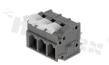 Listwa zaciskowa do PCB; w rastrze 5.00mm; 3-torowa; pionowe wejście przewodu; na przewód 0.2-2.5mm2 (28-12 AWG); ze stykiem sprężynowym; szara; UL 300V/15A