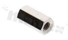 Spacer sleeve; brass; nickel-plated; hexagonal; internal-internal thread; M3; L: 10mm; L1: 10mm; key SW5