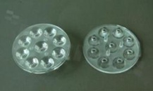 Soczewka do diod LED high power; kąt rozsyłu: 25 stopni FWHM; ilość diod: 9; rozmiar: okrąg 45mm; wysokość: 9mm; rodzaj materiału: PMMA; PC; sposób mocowania: klej